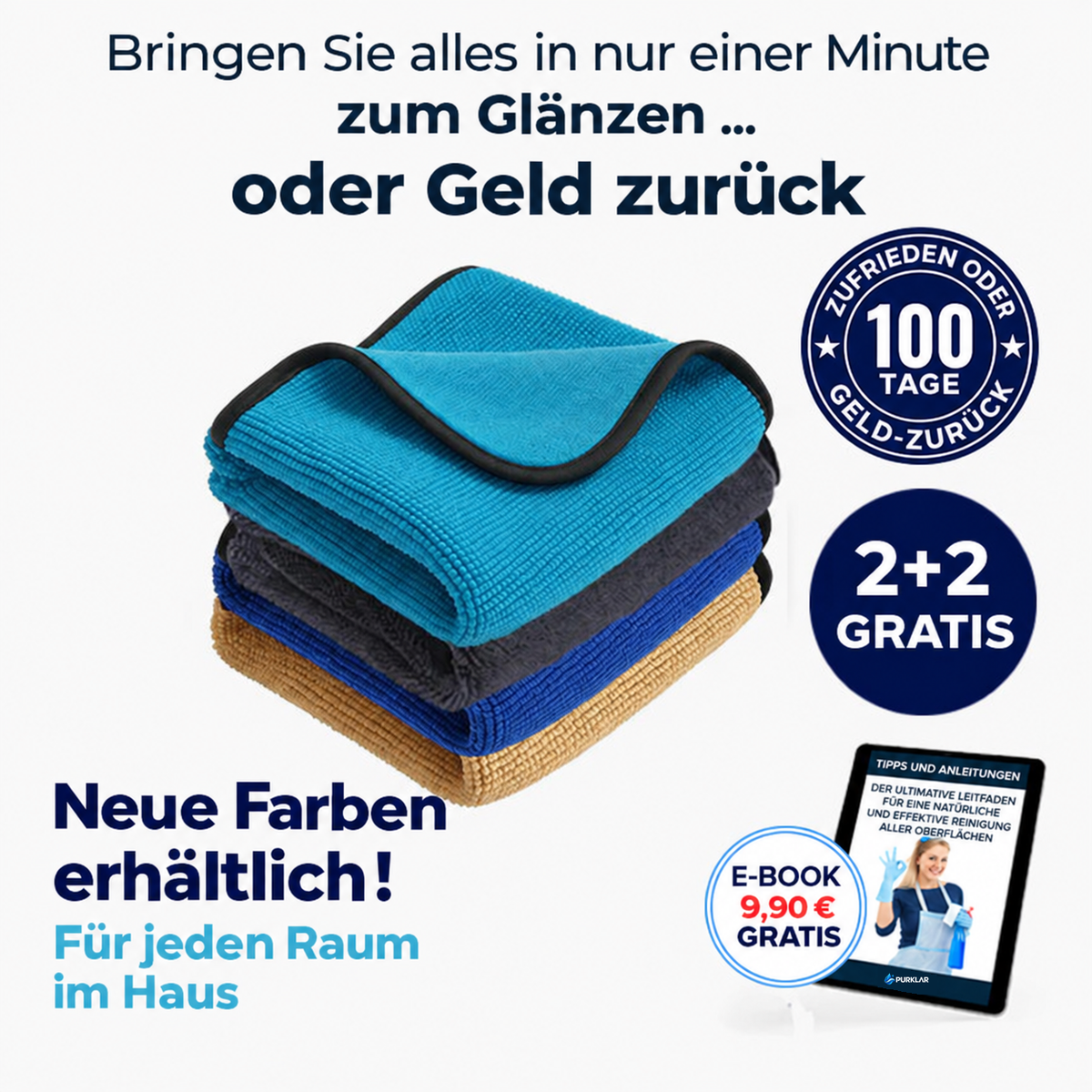 PURKLAR Tuch – 2+2 gratis, 100 Tage Geld-zurück-Garantie