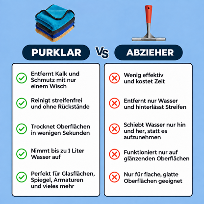 PURKLAR Tuch im Vergleich zum Abzieher